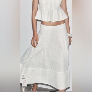 Zara embroidered cape skirt small white